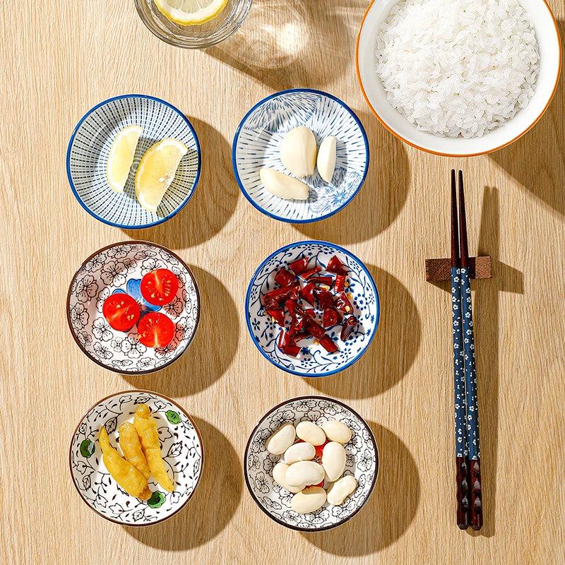 🍣 6pcs Japanese Mini Ceramic Plates – Elegant Barbecue, Sashimi & Sushi Dipping Sauce Dishes | Home, Desktop, Snack & Dessert Set | Free Shipping