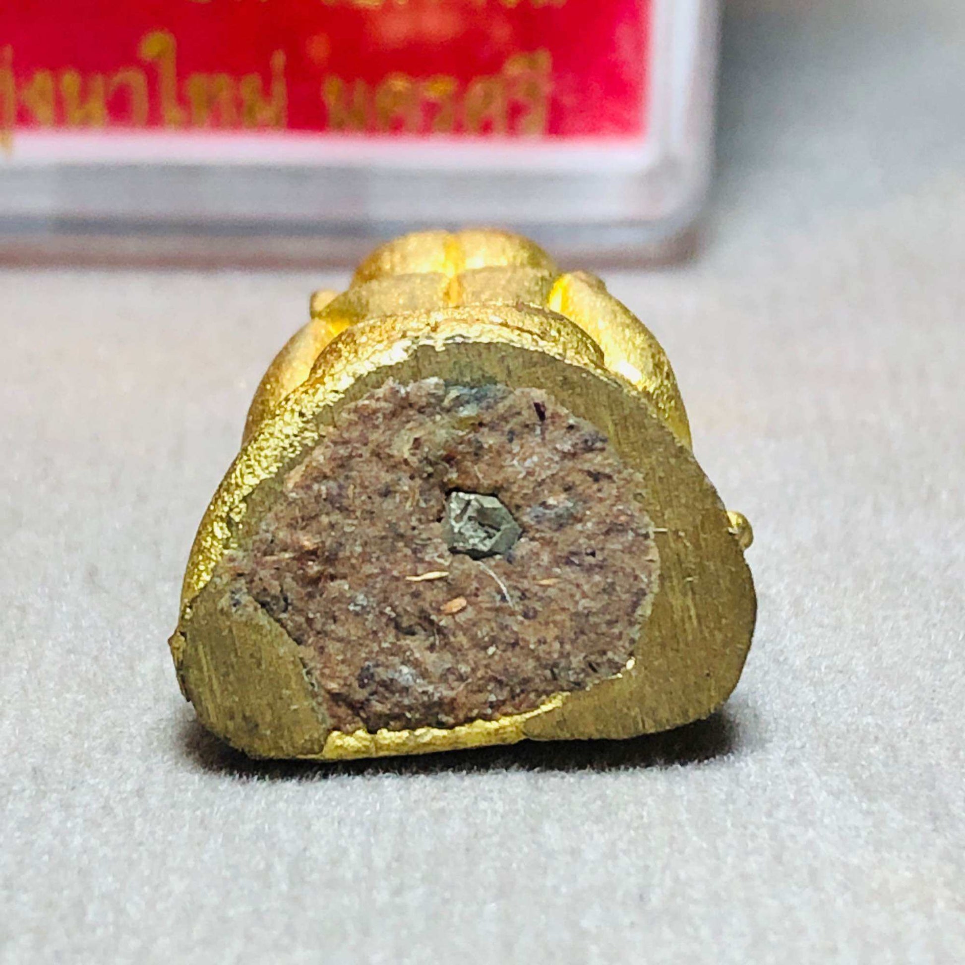 Phra U-Chen Two Blessings Amulet – Sacred Materials with Embedded Lek Namtung Gem