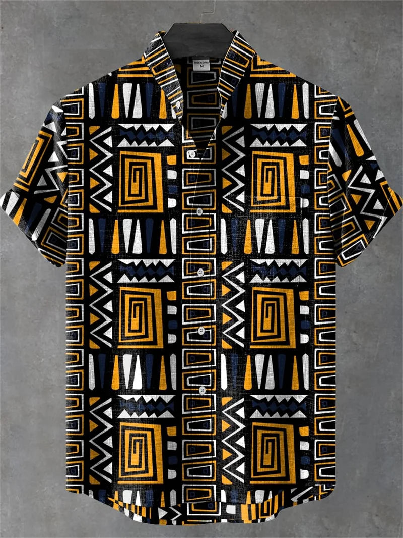 🌿 The Absolute Pure Linen 100%: Men’s Premium Hawaiian Shirt – Short-Sleeve Casual Fashion Print, 100% Organic Flax Linen, Ultra-Breathable Designer Summer Top RF584