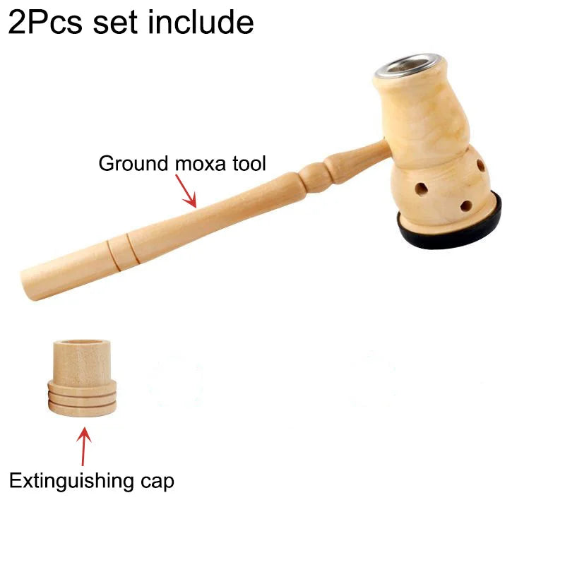 Jade Moxibustion Tool Handle Gourd Moxa Roll Burner – Natural Aspen Wood Warm Body Massage with Chinese Herbal Medicine for Meridian Penetration﻿ 2