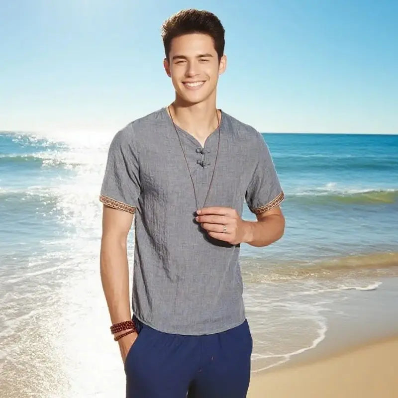 ✨ The Seoul Minimalist: Premium Men’s Plus Size Hawaiian Shirt (M-5XL) – Ultra-Lightweight Solid Color Fabric, Korean "Clean Fit" Aesthetic, and Breathable Short-Sleeve Casual Button-Down