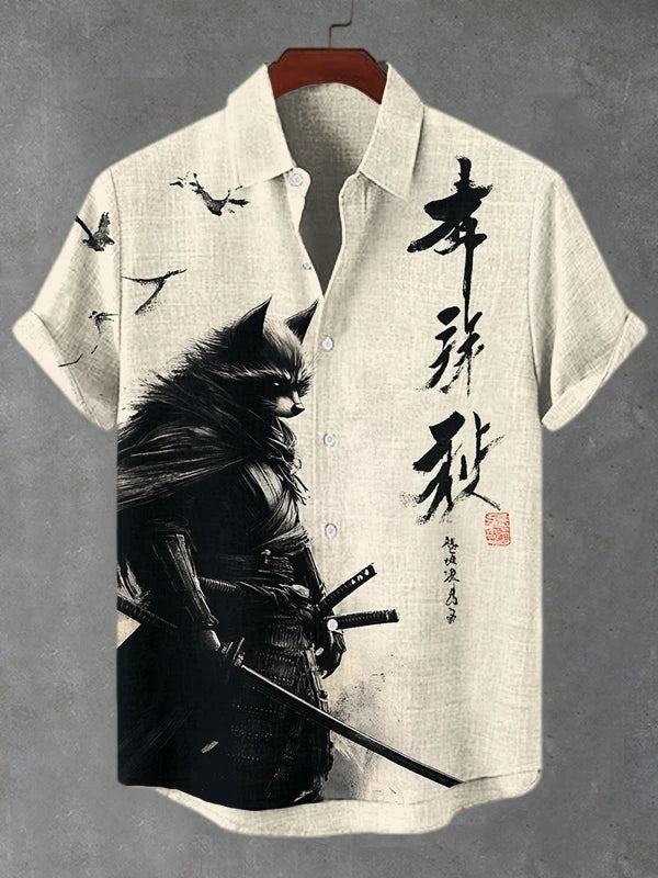 ⚔️ The Neko-Bushido Edition: Premium Unisex 3D Samurai Cat Hawaiian Shirt – High-Definition Japanese Art Print, Breathable Quick-Dry Fabric, and Sophisticated Modern-Fit Casual Beachwear B48SF5N251411Z
