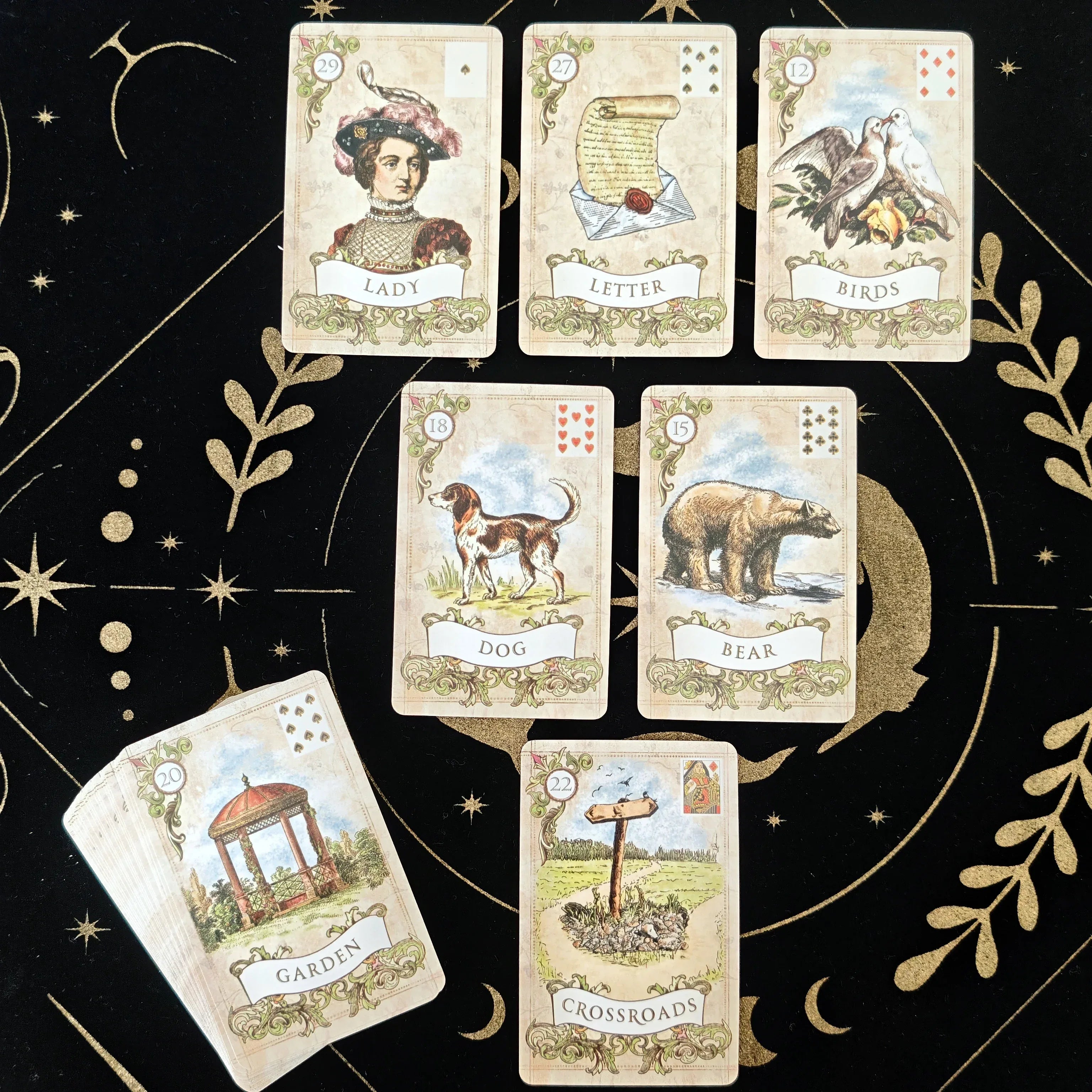 Old Style Lenormand Cards - 38-Card Fortune-Telling Deck for Beginners in English