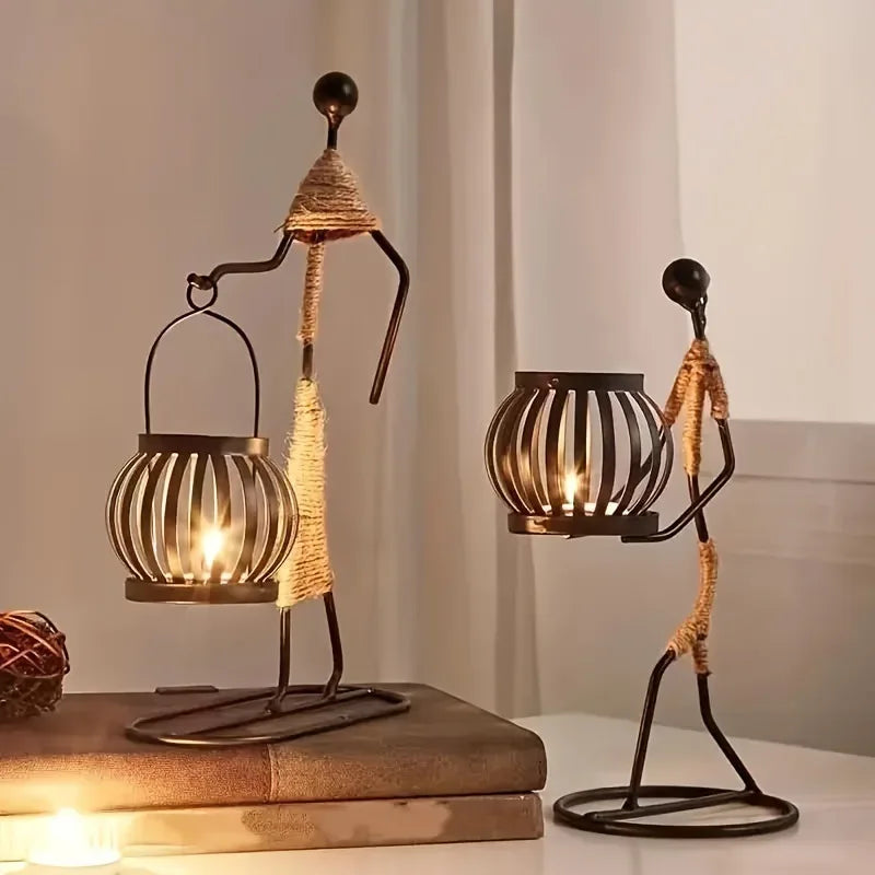 🕯️ Nordic Metal Candlestick – Abstract Character Sculpture Candle Holder | Handmade Figurines for Home Décor & Art Gifts | Free Shipping