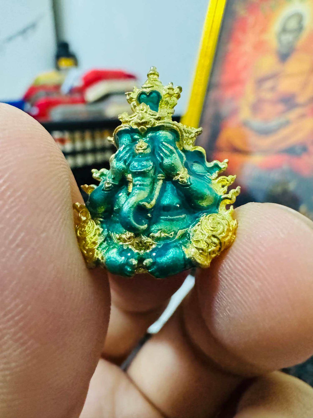 ✨ Authentic Phra Phikanet﻿ Closed-Eyes Statue, Green Enamel with Divine Gold Coating – Triple Empowerment by Luang Pu Phat Punyakamo at Wat Huay Duan ✨