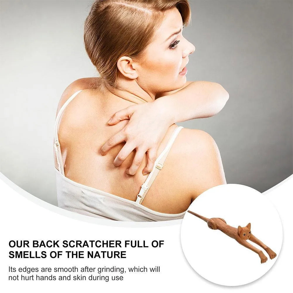 Cute Cat Shape Wooden Back Scratcher – Relaxing Claw Massage Tool for Itch Relief & Skin Protection﻿