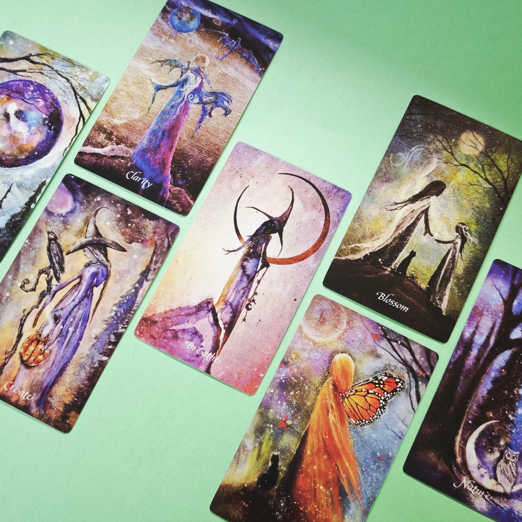 🔥12x7cm Earthly Souls Spirits Oracle Deck | 59 Cards with Folded Guidebook – Dark Edition