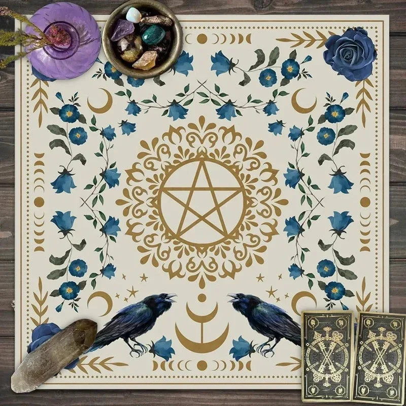 🃏 Mandala Tree of Life Tarot Tablecloth – Sea Velvet Square Butterfly Altar Cloth for Tarot Readings, Terrace Dining & Multi-Purpose Mystic Decor 033