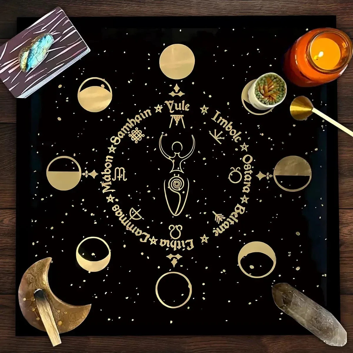 🃏 Mandala Tree of Life Tarot Tablecloth – Sea Velvet Square Butterfly Altar Cloth for Tarot Readings, Terrace Dining & Multi-Purpose Mystic Decor 019