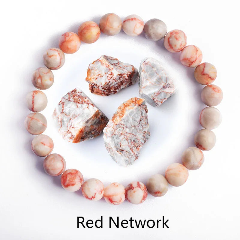 ✨ Natural Stone Protection Bracelet – Dragon Blood Beads, Quartz & Onyx Stretch Jewelry for Men & Women – Healing Reiki & Yoga Energy Bracelet 12 Red Network