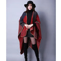 Women's Winter Poncho Wrap - Imitation Cashmere Shawl Cape & Scarf (130 x 150 cm) for Ultimate Warmth and Style One Size 2-red