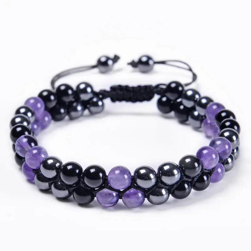 🛡️ Triple Protection Bracelet: Tiger Eye, Black Obsidian & Hematite 8mm Beads – Ultimate Energy Shield, Grounding & Healing Crystal Bangle for Men & Women 6MM Bead Bracelet-18