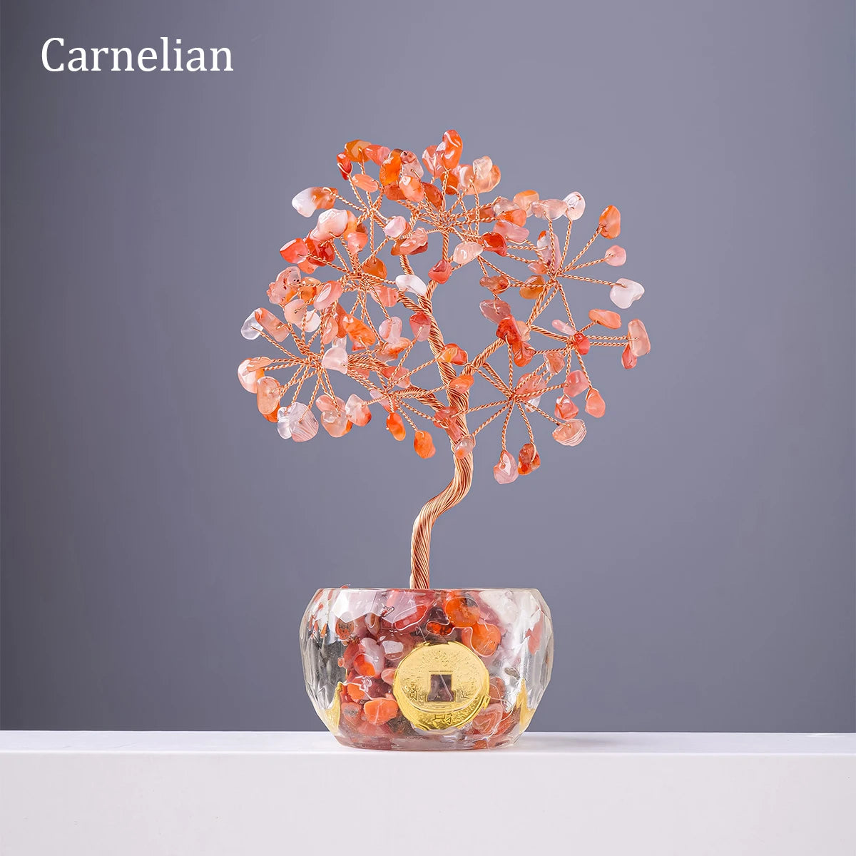 🌳 7 Chakra Healing Crystal Tree: "Get Rich" Money Tree with Natural Stones – Feng Shui Bonsai for Wealth, Luck & Home Office Decor carnelian