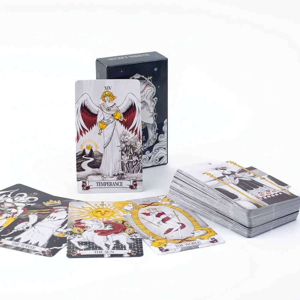 Secret Mirror Tarot – 80-Card English Divination Deck for Family Gatherings, Board Games, and Spiritual Exploration (12x7 cm)