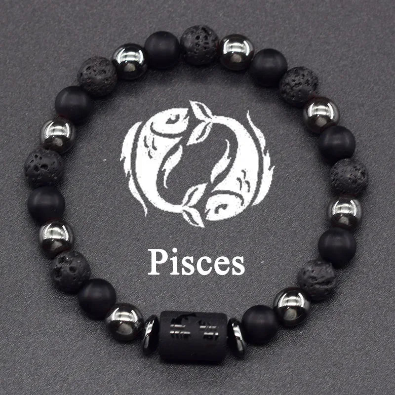 🌌 The "Celestial Identity" 12 Constellation Bracelet: Zodiac Charm & Personality Talisman (Unisex) 4 Pisces 8mm Beads