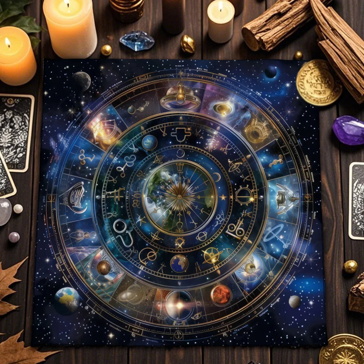 🃏 Starry Sky Zodiac Tarot Tablecloth – Twelve Constellations Astrological Altar Cloth for Divination, Rituals & Mystic Tarot Readings TLB (874)