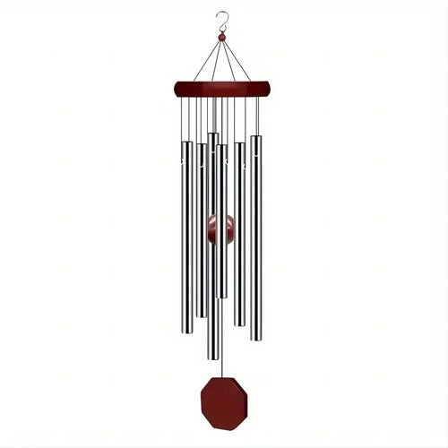 6-Tube Aluminum Metal Wind Chimes with Wooden Ornament – Durable No-Battery Outdoor Garden Decor