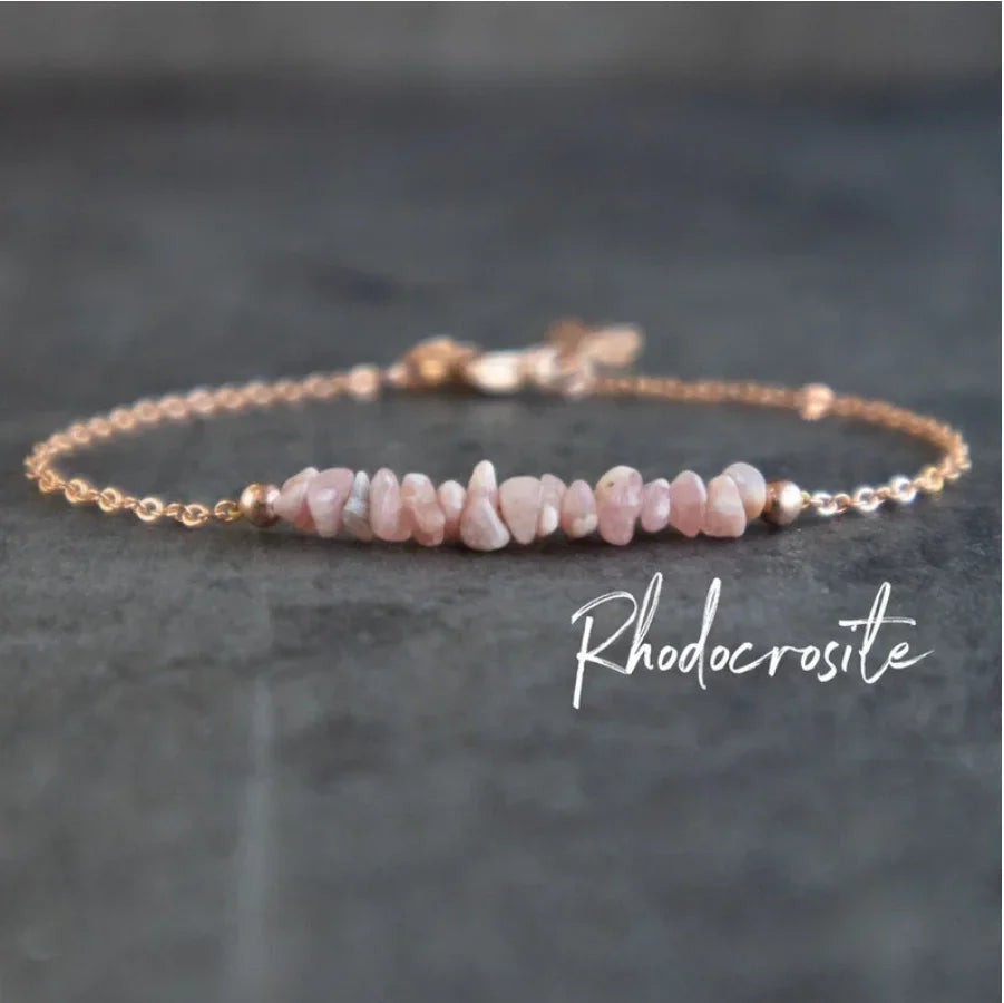 ✨ Raw Moonstone & Raw Black Tourmaline Minimalist Bracelet – Natural Healing Stones for Protection & Balance A1216