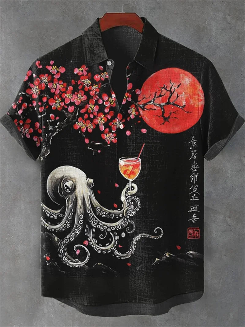 🎞️ The Vintage Essence Heritage Shirt: Premium Men’s Cotton-Linen Casual Top – High-Definition Retro Graphic Print, Breathable Short-Sleeve Button-Down, and Sophisticated Summer Silhouette FB759