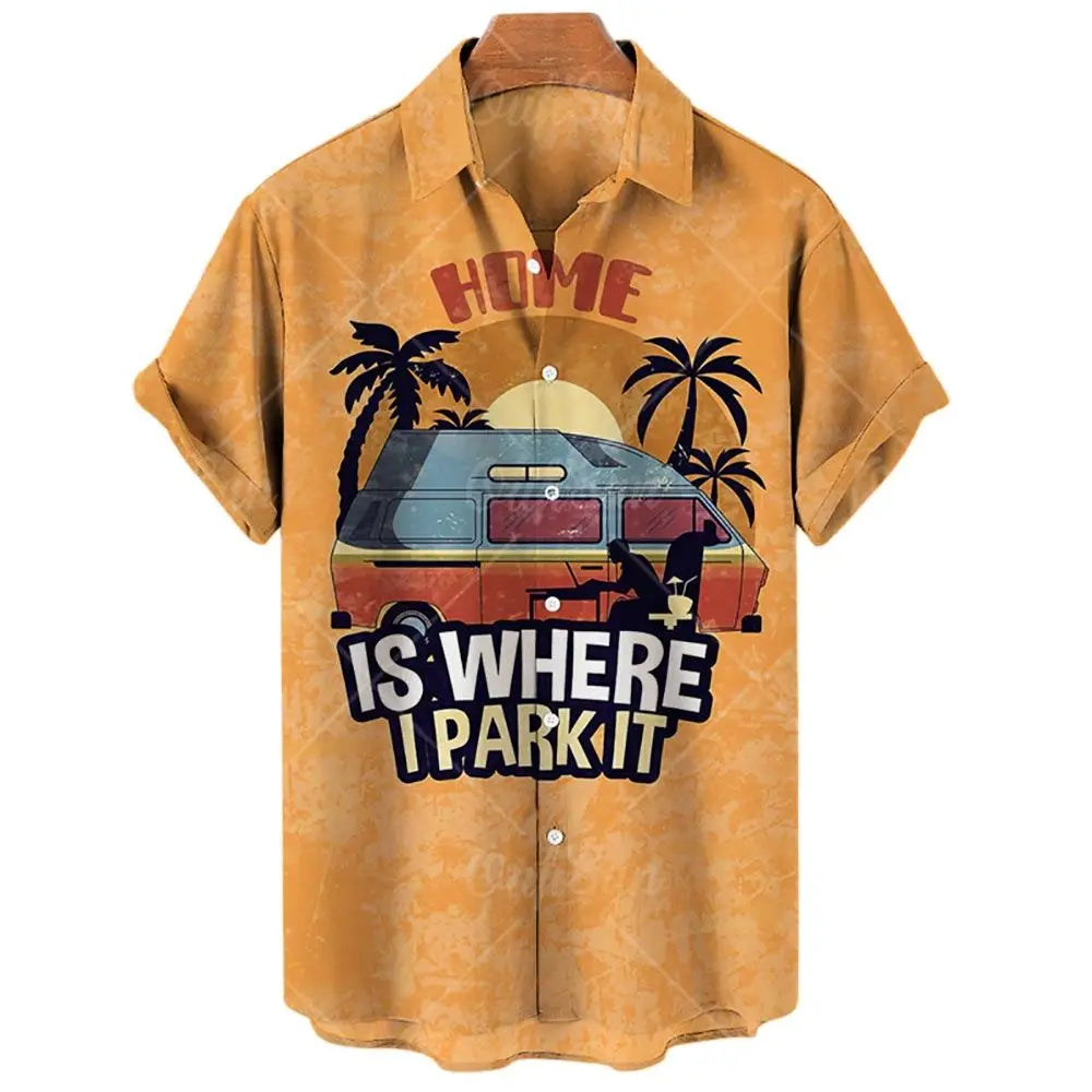 The Azure Horizon Premium Men's Seaside Holiday Hawaiian Shirt - High-Definition Tropical Floral Graphic Loose-Fit Handsome Silhouette Trousers Accent Shirt, Breathable Summer Beach Camisa Urban Short-Sleeve Apparel