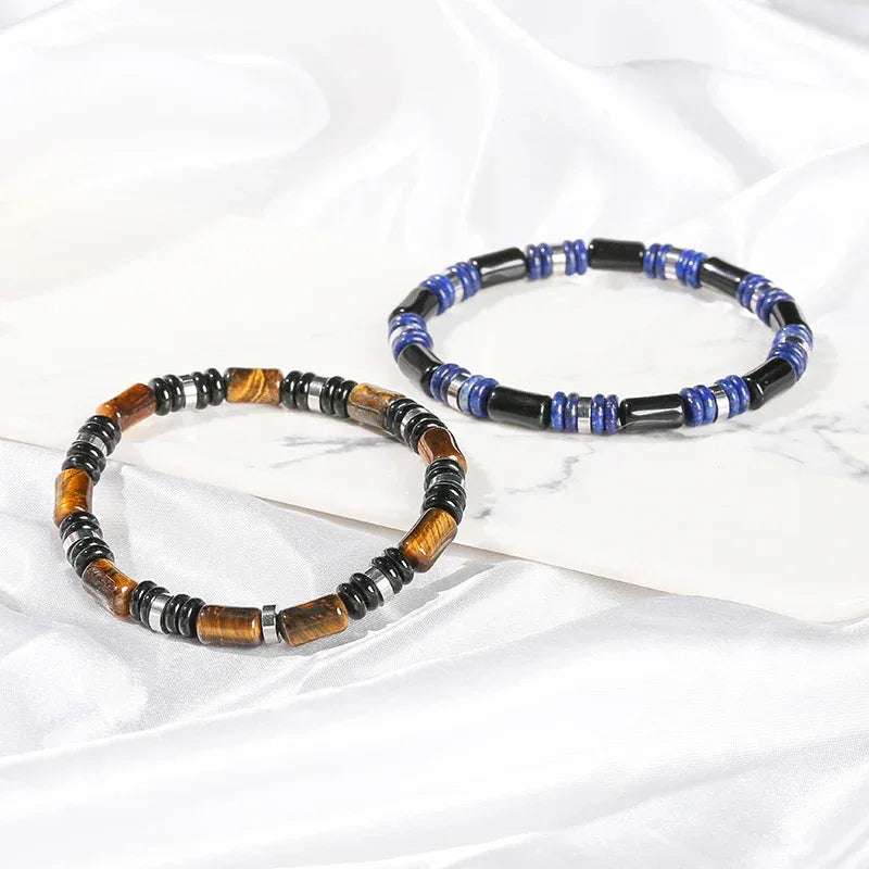 🐯 Natural Yellow Tiger Eye Tube Bracelet: Modern Cylinder Stone Bangle with Stainless Steel – Wealth, Confidence & Energy Jewelry for Men & Women