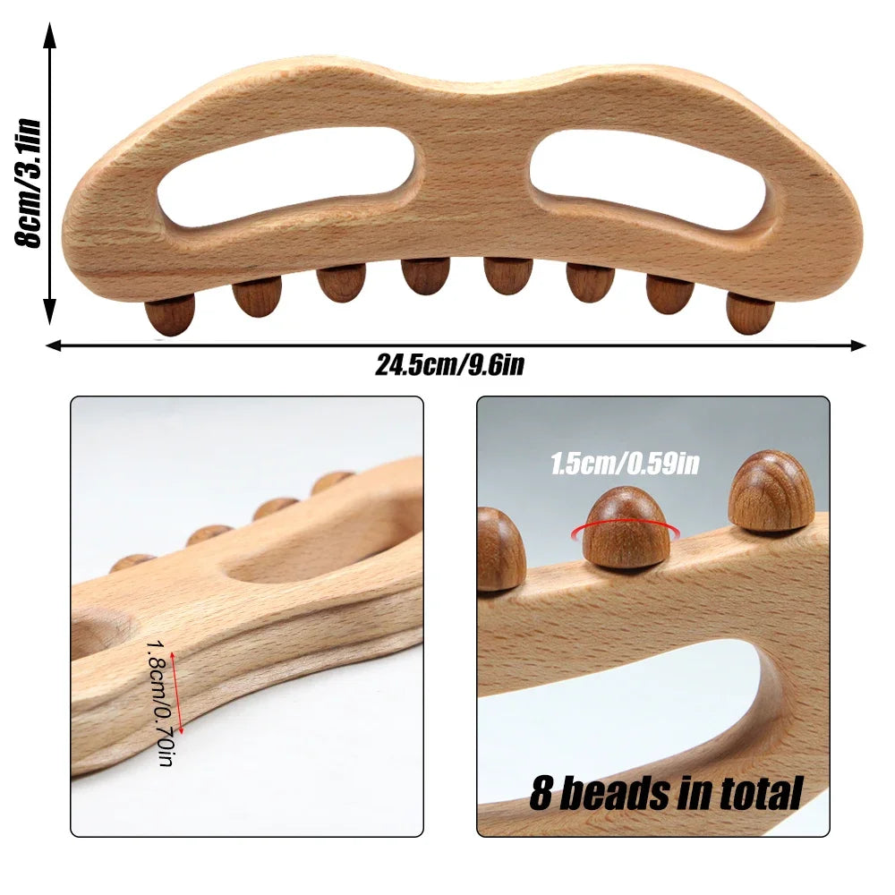 Wooden Trigger Point Massage Brush – Wood Therapy Tool for Cellulite Reduction, Lymphatic Drainage & Body Sculpting﻿
