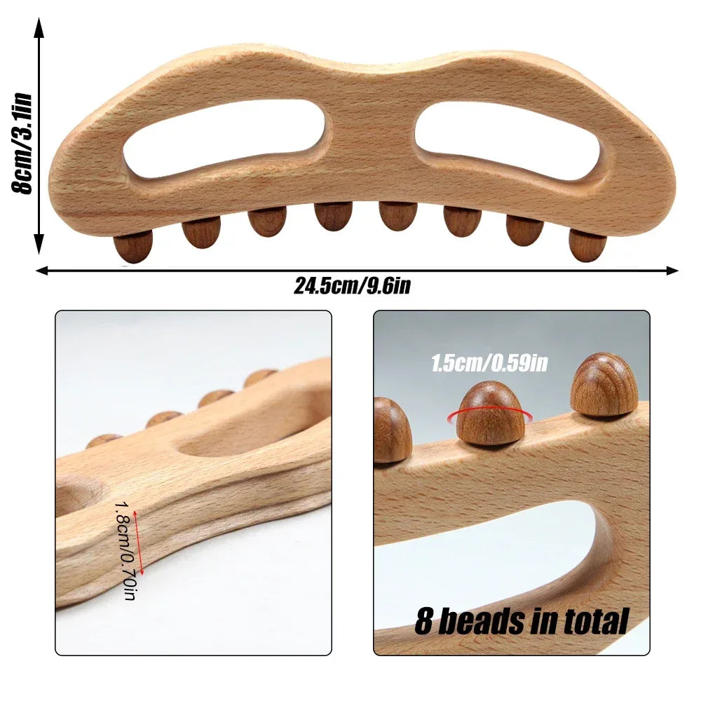 Wooden Trigger Point Massage Brush – Wood Therapy Tool for Cellulite Reduction, Lymphatic Drainage & Body Sculpting﻿