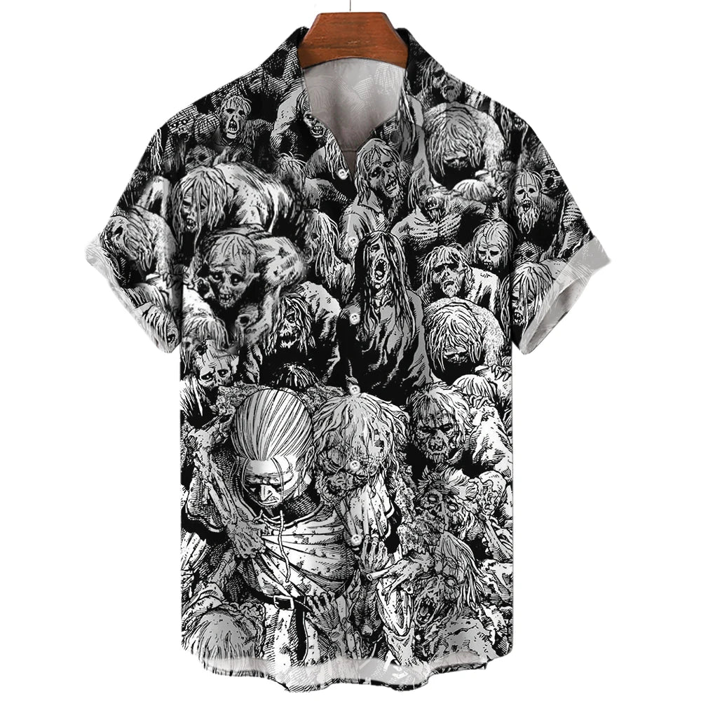 ✨ The Cinematic Nightmare Edition: Premium Men’s Horror Movie 3D Printed Shirt – High-Definition Slasher &amp; Supernatural Graphic, Designer Summer Hawaiian Fit, Breathable Quick-Dry Short-Sleeve, and Sophisticated Urban-Gothic ESYJXC1309