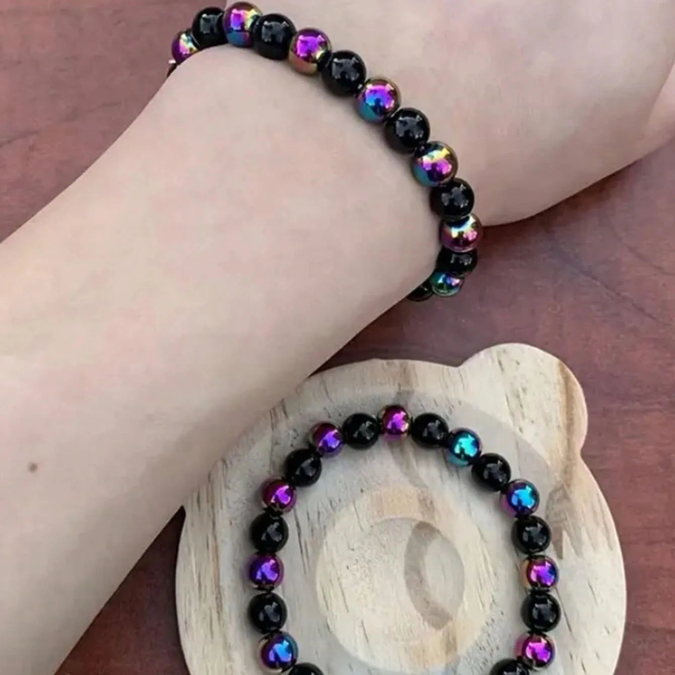 ✨ Natural Stone Energy Bracelet – Unisex Crystal Beaded Stretch Bangle – Adjustable Bead Bracelet Gift for Women & Men