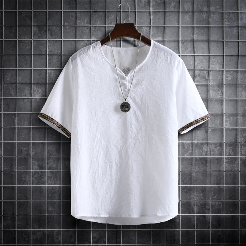 ✨ The Seoul Minimalist: Premium Men’s Plus Size Hawaiian Shirt (M-5XL) – Ultra-Lightweight Solid Color Fabric, Korean "Clean Fit" Aesthetic, and Breathable Short-Sleeve Casual Button-Down White Summer Blouse