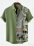 🗿 The Tribal-Aura 3D Masterpiece: Premium Men’s Hawaiian Linen Shirt – High-Definition 3D Ethnic Graphic Print, Ultra-Breathable Short-Sleeve Button-Down with Reinforced Shirt Collar DXFZB-5