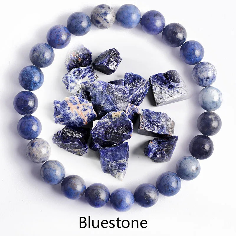 ✨ Natural Stone Protection Bracelet – Dragon Blood Beads, Quartz & Onyx Stretch Jewelry for Men & Women – Healing Reiki & Yoga Energy Bracelet 25 Bluestone