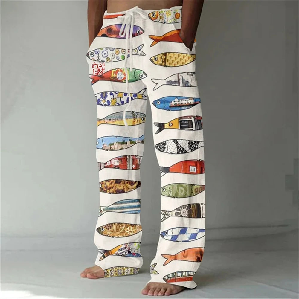 ✨ The Zen Master 3D Bamboo-Infused Linen-Blend Trousers: Premium Men's Casual Loose-Fit Joggers with Hyper-Realistic Nature Prints, Adjustable Drawstring, and Multi-Functional Utility Pockets CKQQQD1425