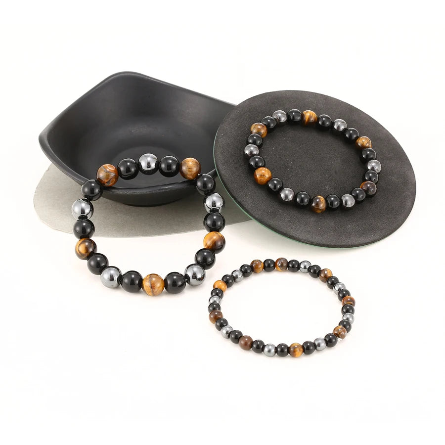 🛡️ Triple Protection "Soul Shield" Magnetic Bracelet: Natural Black Obsidian, Hematite & Tiger Eye – Health, Wealth & Negative Energy Blocker for Men & Women (Pulsera Hombre)