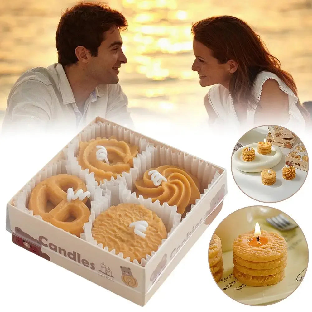 🍪 Christmas Cookie Scented Candle Gift Set – Realistic Biscuit-Shaped Soy & Paraffin Wax Candles | Cozy Gourmand Holiday Decor | 4pcs Set with Charming Xmas Vibes