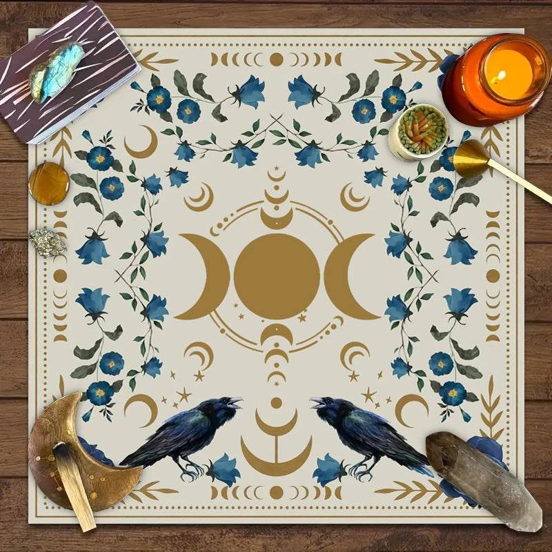 Moon Phase Tarot Card Tablecloth - Gold for Spiritual Readings and Rituals
