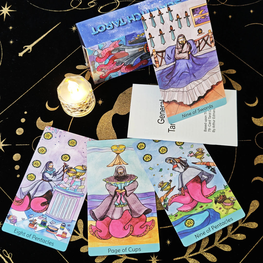 🔥12x7cm Sea Witch Tarot Deck | 78-Card English Visions Divination & Party Game Set