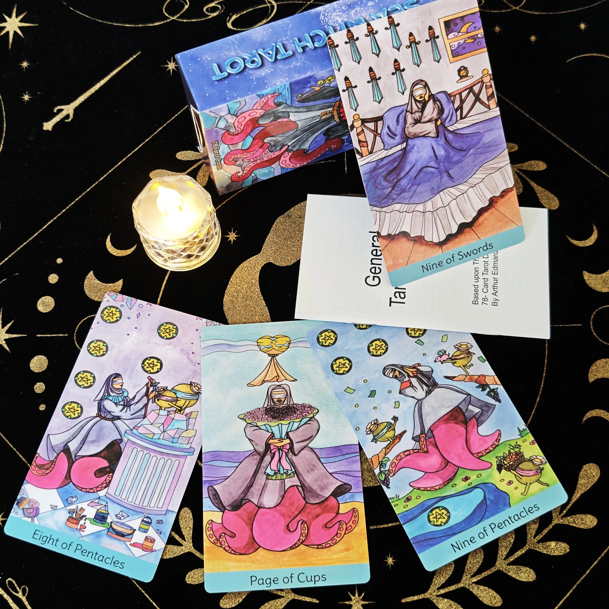 🔥12x7cm Sea Witch Tarot Deck | 78-Card English Visions Divination & Party Game Set