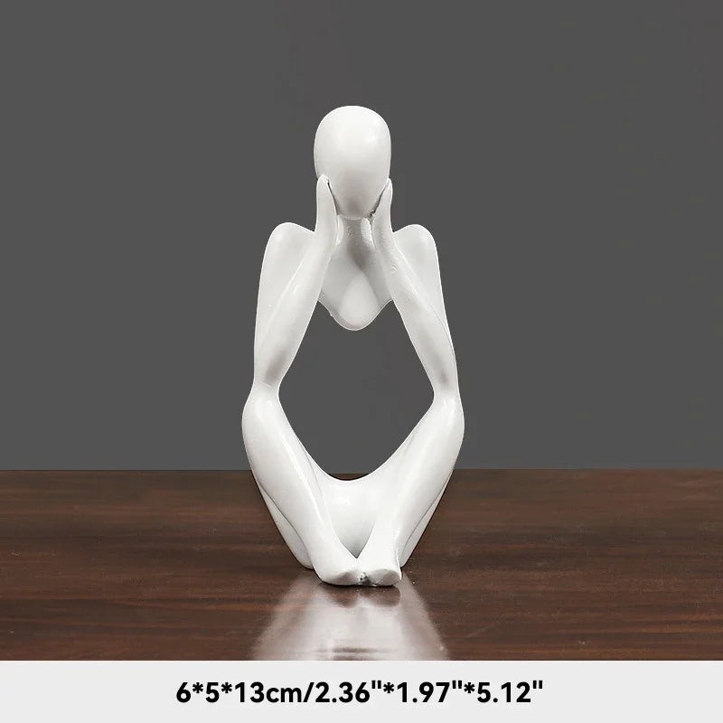 🧘‍♂️ Sand Color The Thinker Abstract Statue – Nordic Style Yoga Figurine for Living Room & Desk Decoration | Maison Home Décor | Free Shipping White 3