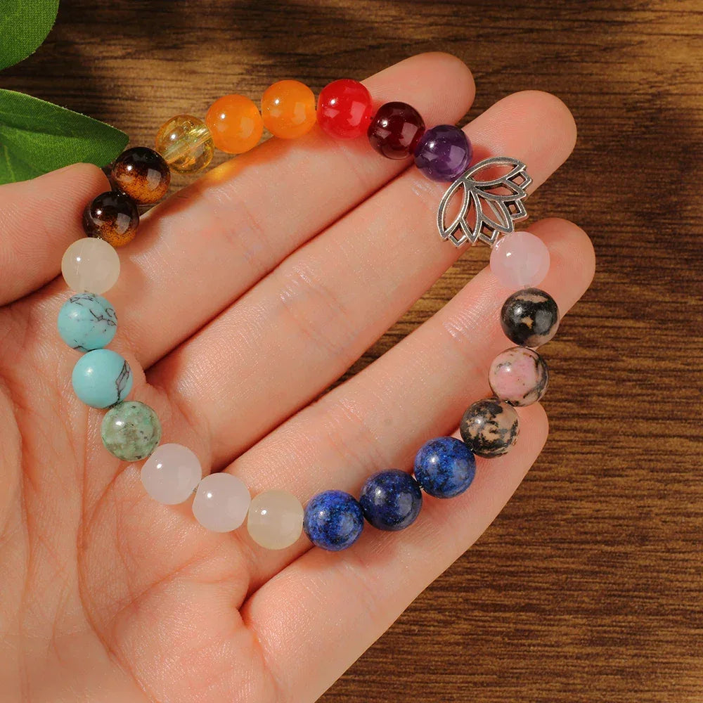 ✨ 7 Chakra Yoga Bracelet for Women – Colorful Summer Beads Bangles Featuring Tiger’s Eye, Lapis Lazuli & Natural Stones – Pulseras Para Mujer