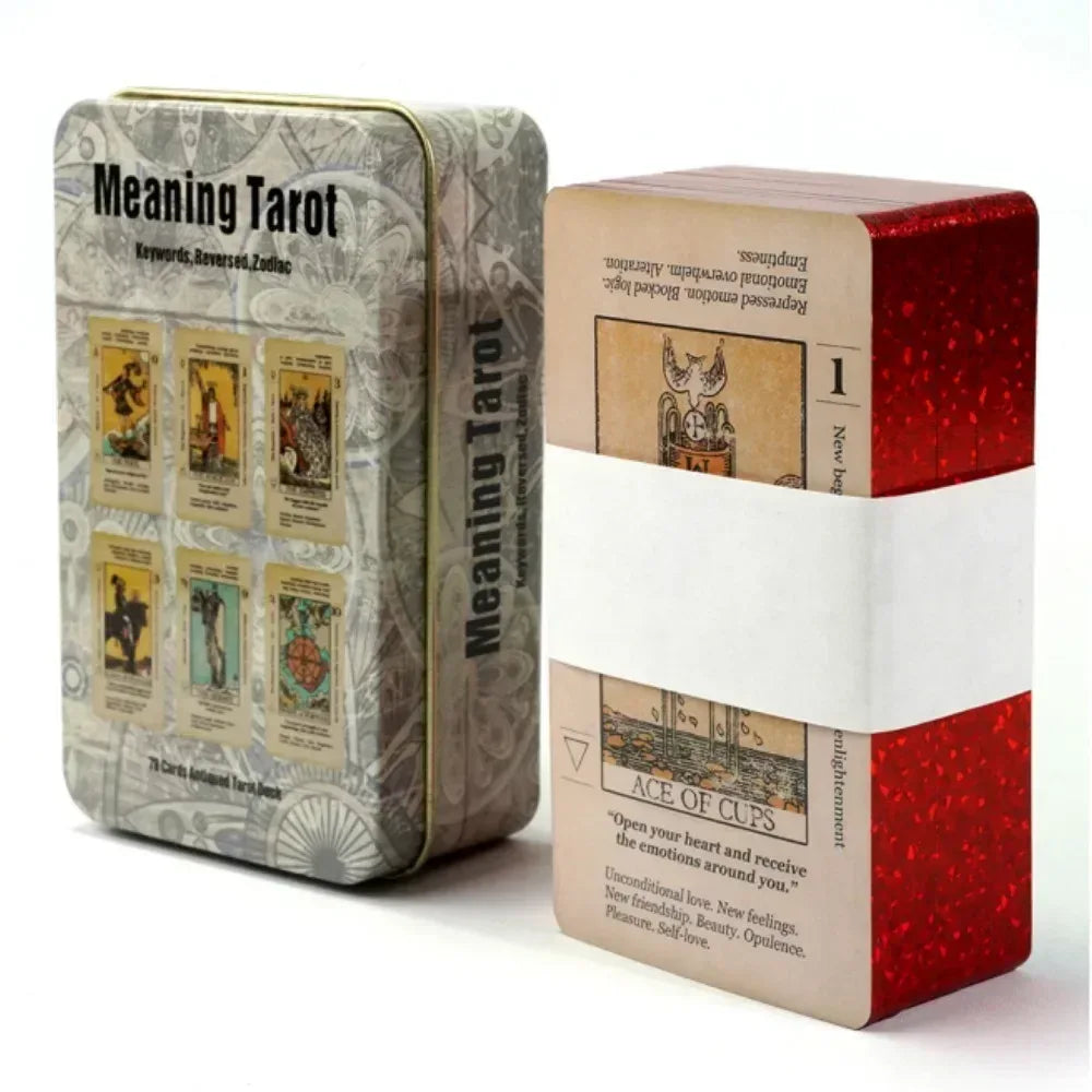 🌑 Neon Moon Tarot Deck – 78 Cards | Compact 10.3 x 6 cm | Includes Guidebook & Tin Box | Fusion of The Light Seers & Adventure Time Tarot | Family & Party Divination Game PURPLE