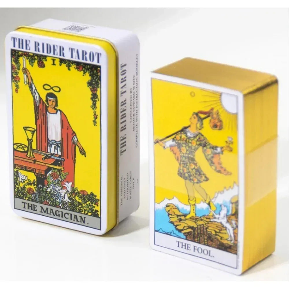 Wondering Spirit Tarot Deck – 78 Gold-Edged Cards in Durable Tin Box Light Grey