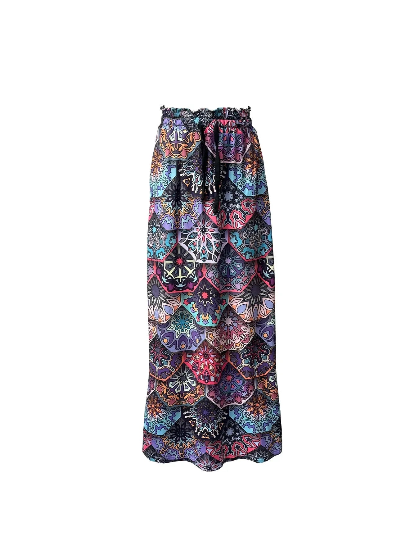 Bohemian High Waist Skirt - 3D Digital Print for Spring/Summer Fashion