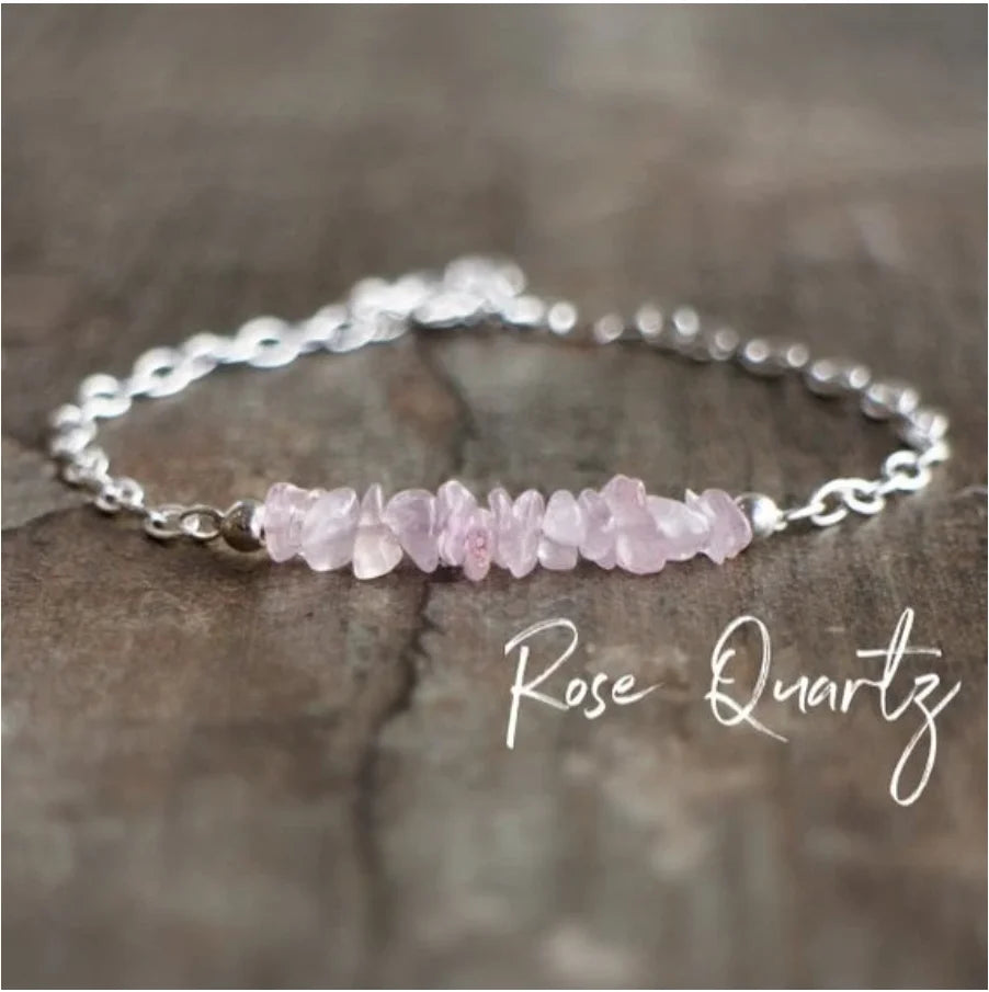 ✨ Raw Moonstone & Raw Black Tourmaline Minimalist Bracelet – Natural Healing Stones for Protection & Balance