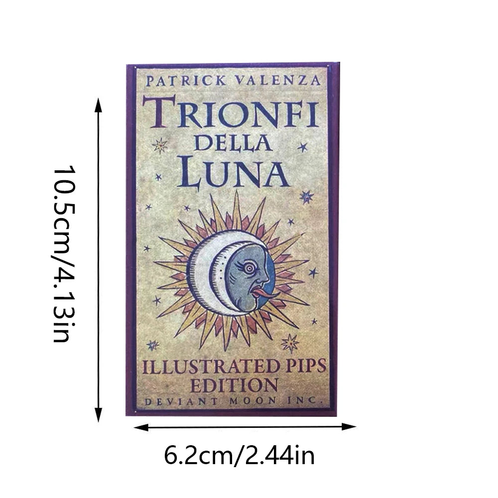 🌙 Trionfi della Luna Tarot Deck – 78 Cards | English Edition with Guidebook | Fortune Telling & Divination | Travel-Friendly, Reversed, Chakra & Zodiac Insights