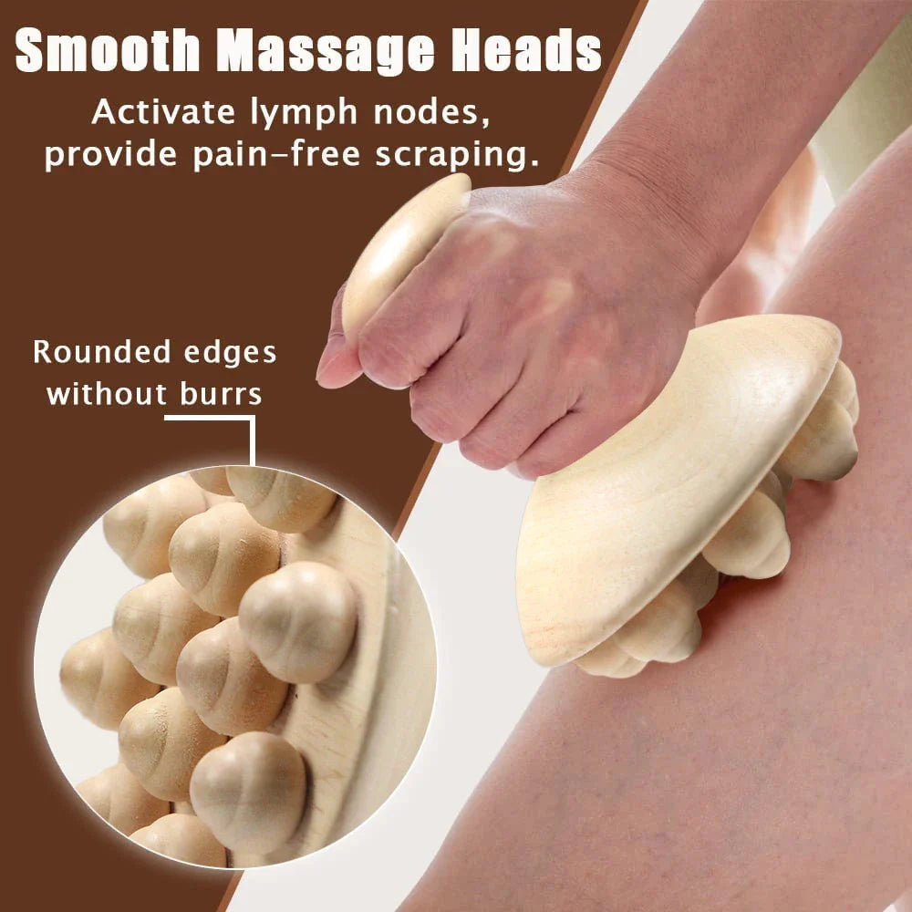 Wooden Handheld Massage Cup – Swedish Wood Therapy Cup for Lymphatic Drainage, Body Sculpting & Anti-Cellulite Gua Sha﻿