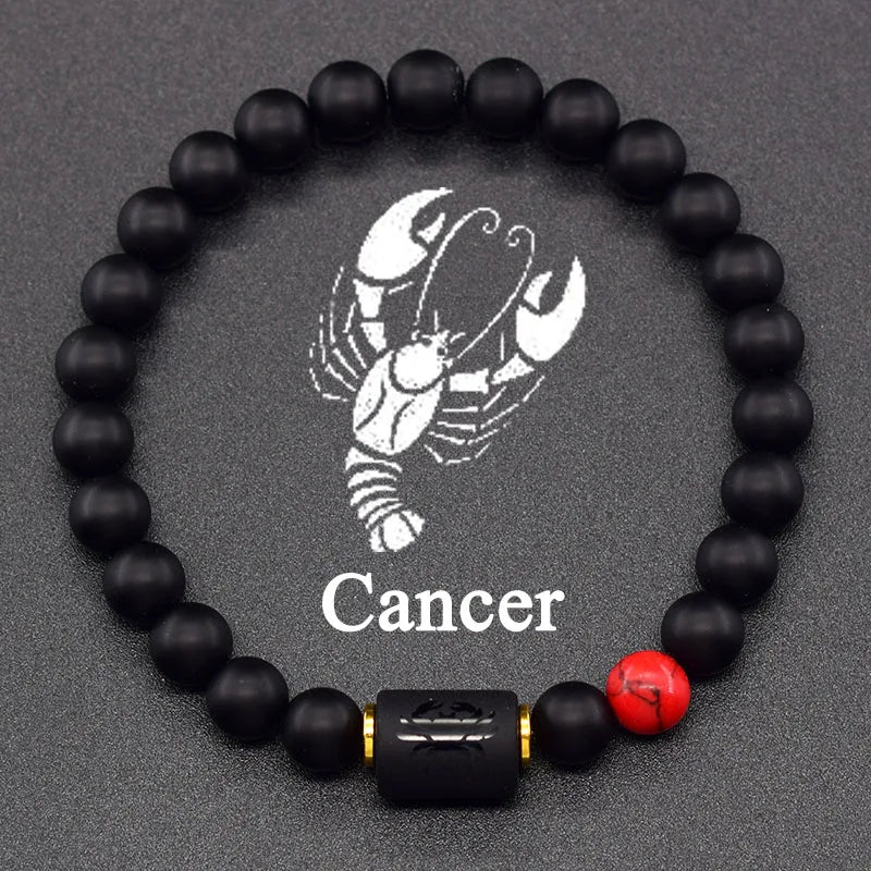 ✨ 12 Zodiac Constellation Signs Bracelet – Tiger Eye & Sparrow Picture Stone Beads – Virgo Charm Couple Jewelry for Men & Women