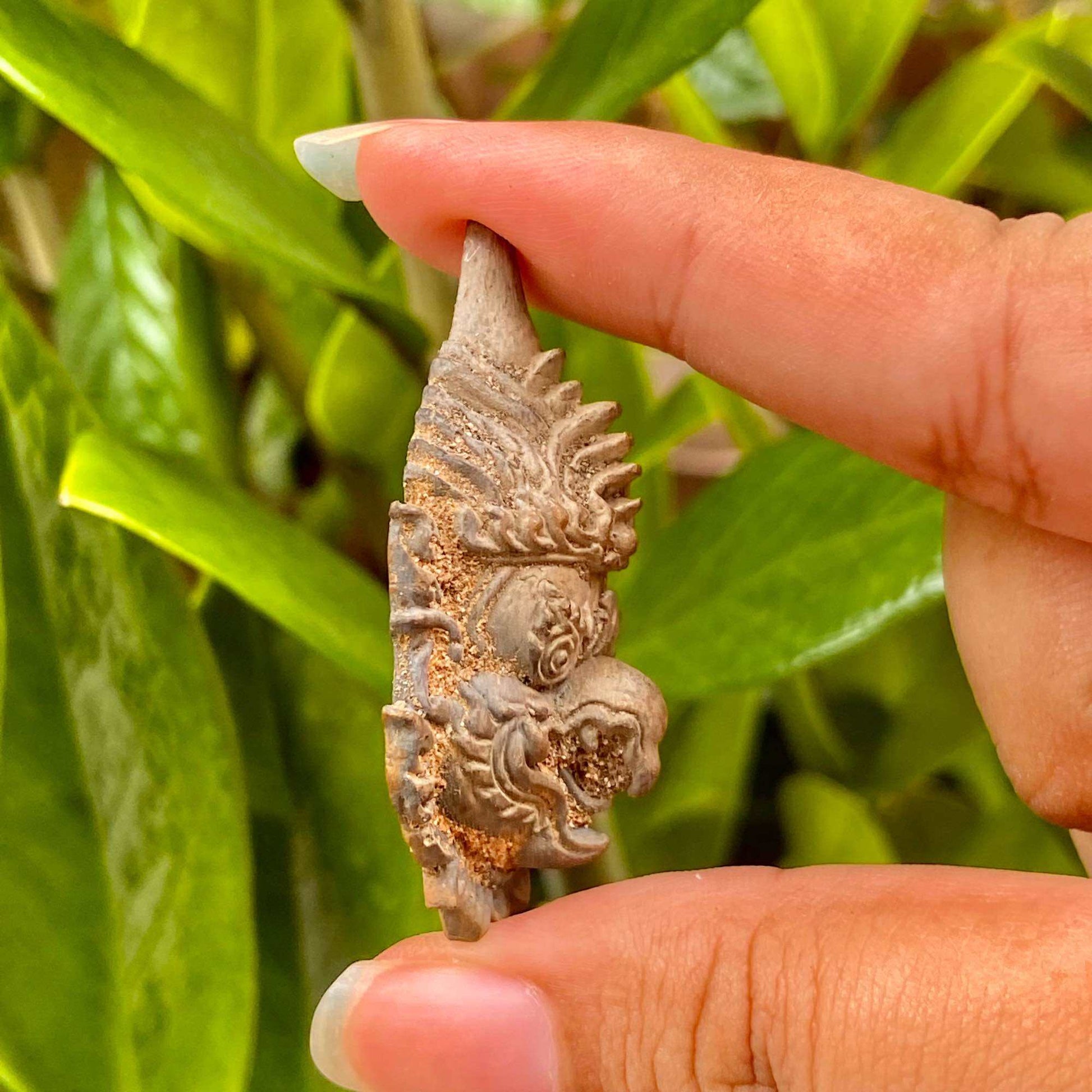 Majestic Thep Phaya Krut Head - Powerful Thai Alloy Casting with 8 Silver Takrut Scrolls by Kruba Ariyachart, Wat Saeng Kaew Phothiyan, 2015