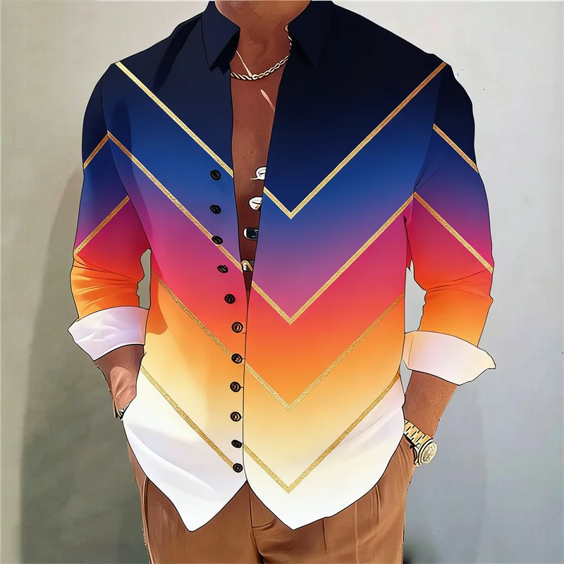 🎨 The Harajuku Multi-Dimension: Premium Men’s 3D Floral & Color-Block Long-Sleeve Shirt – High-Definition Digital Print, Avant-Garde Geometric Design, and Sophisticated Urban-Fit Streetwear Button-Down JZ427