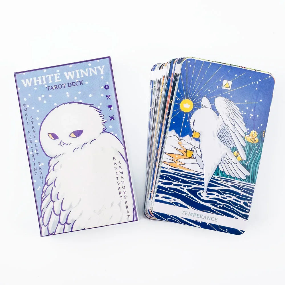 White Winny Tarot Deck - 80-Card Divination Set with PDF Guidebook for Intuitive Readings, Self-Discovery & Fun Parties
